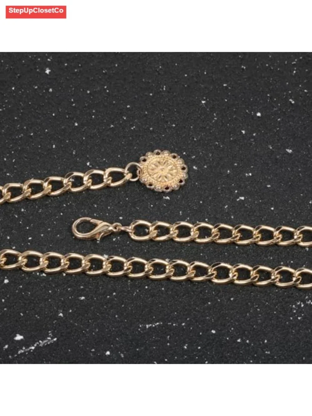 Women's Adjustable Gold Waist Chain Belt Metal Link Body Chain for Dresses Jeans